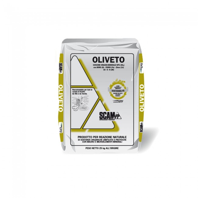 SCAM OLIVETO 25KG Concime per l'olivo Organo Minerale NPK con Boro, Ferro e  Zinco